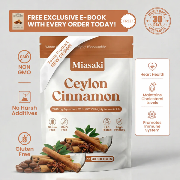Miasaki Ceylon Cinnamon 7200mg Equivalent with MCT Oil